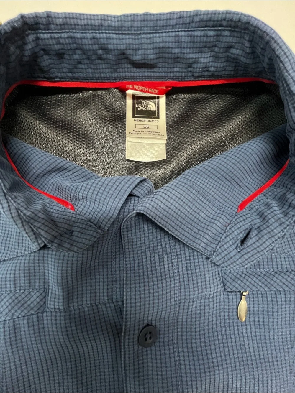 The North Face Blue Short-Sleeve Button-Down Shirt men’s L hiking sport 1431 - Picture 3 of 5